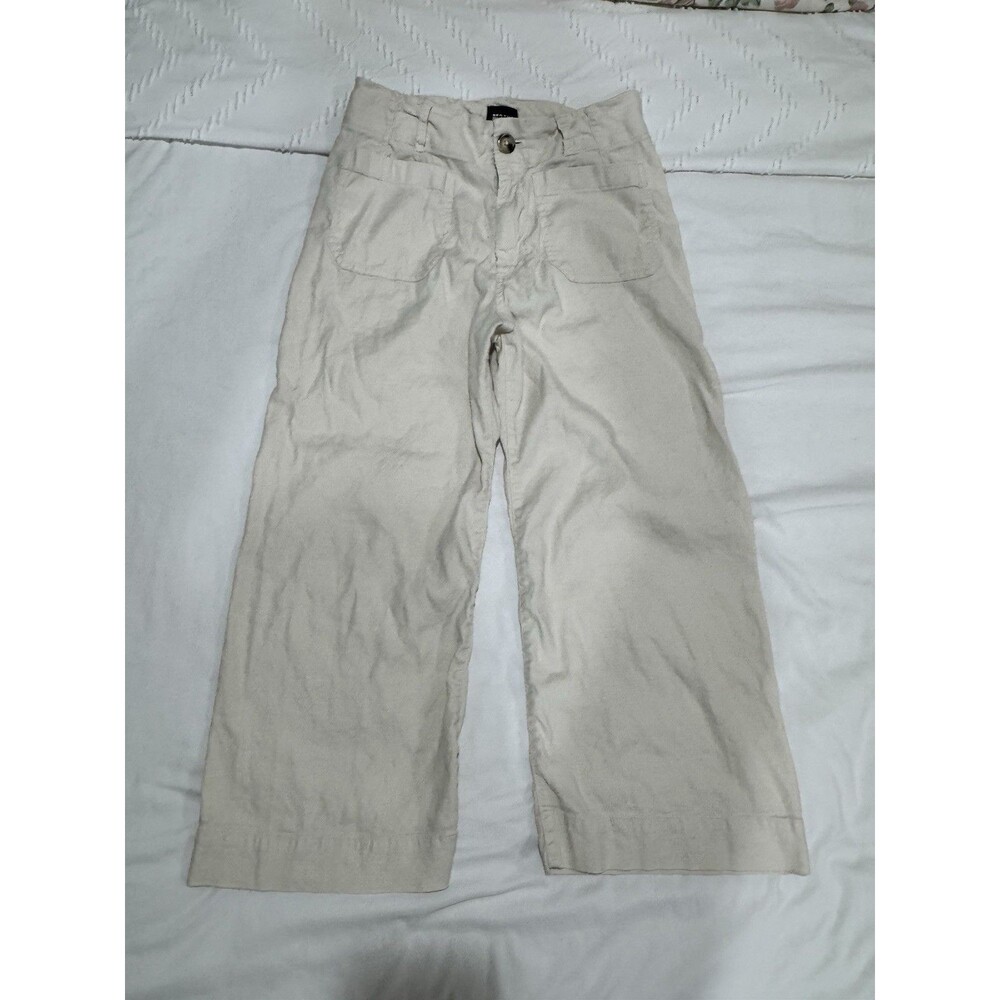 Maeve Colette Pants W 30P Linen Wide Leg Crop Cream Anthropologie - Picture 10 of 15
